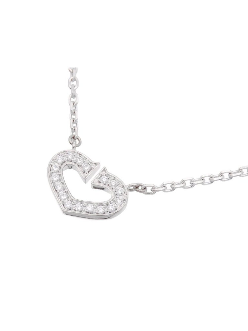 Cartier C Heart Necklace White Gold 18k Diamond